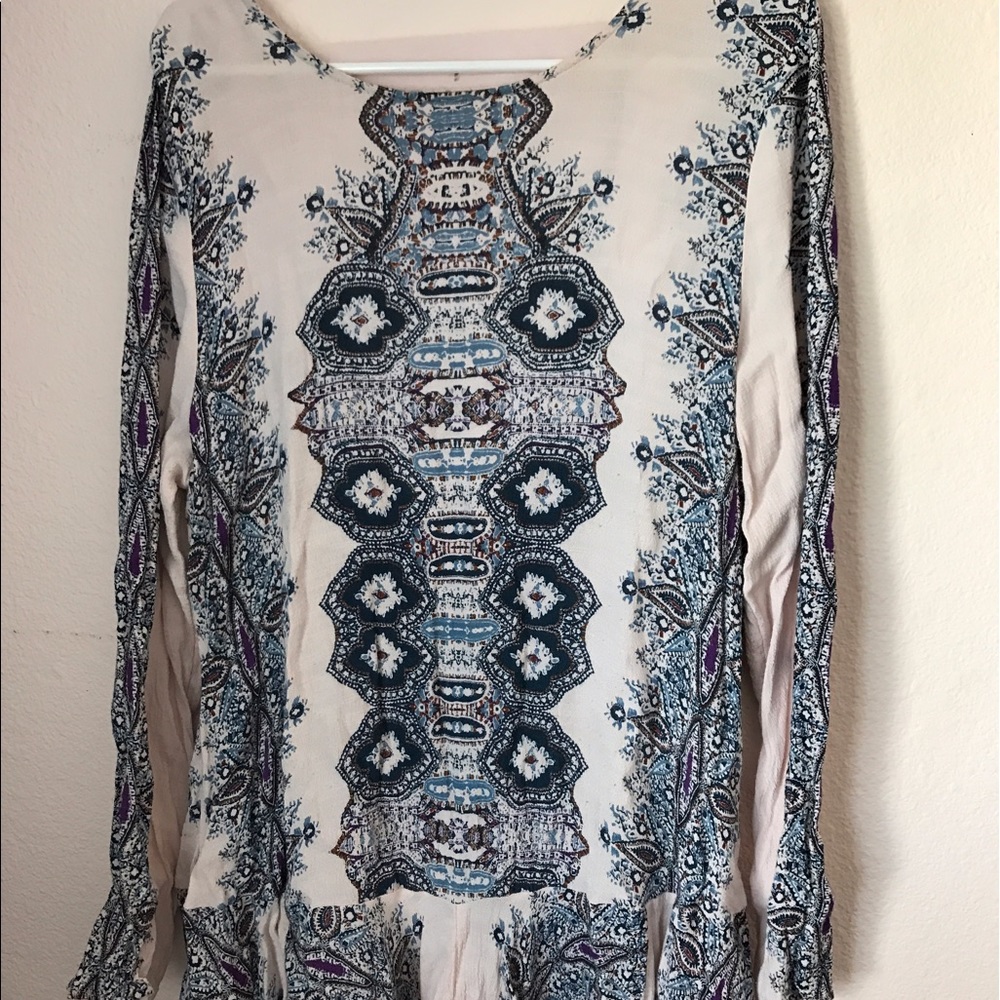 Free people pink and navy dress with back cut out