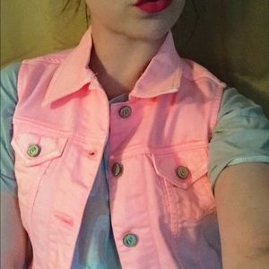 NEW Girly Pink Denim Vest