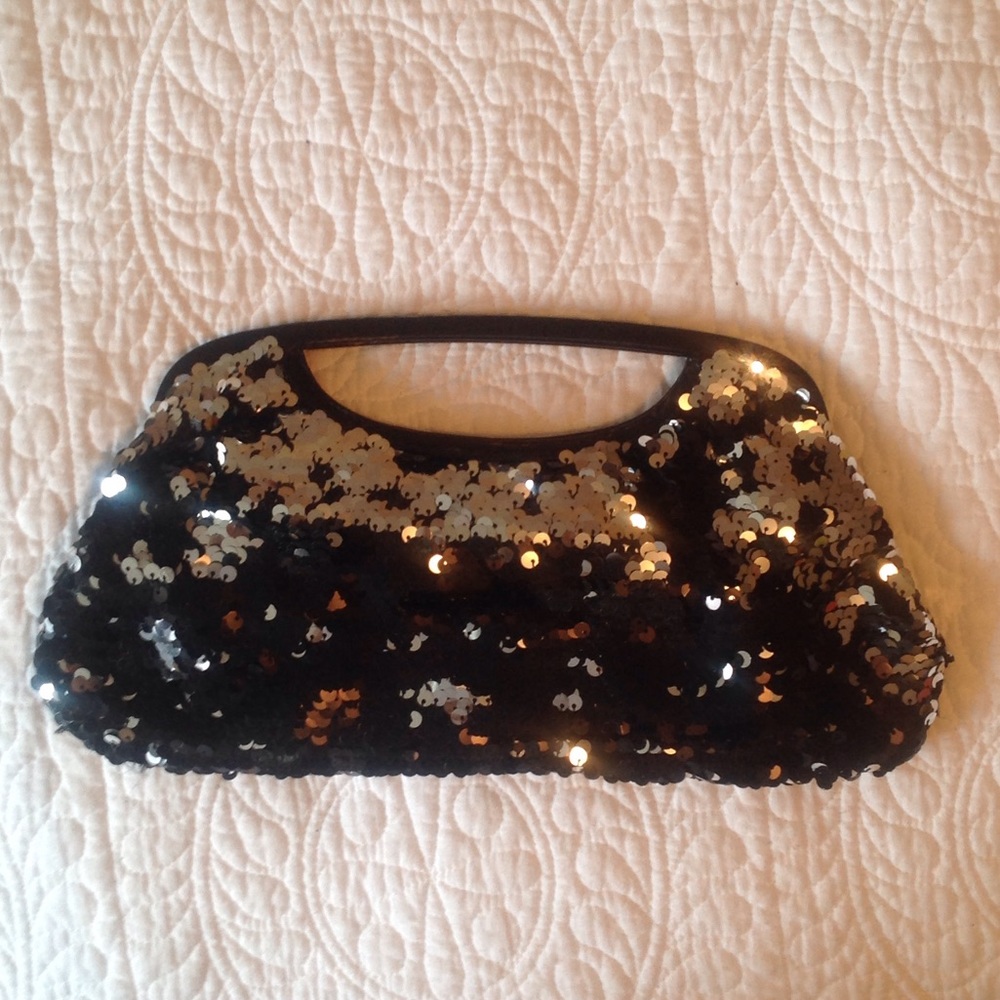 Black Sequin Express Clutch