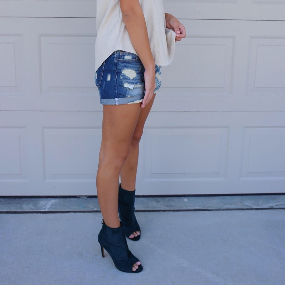 Velvet Peep Toe Peep Toe Booties - Picture 5 of 6