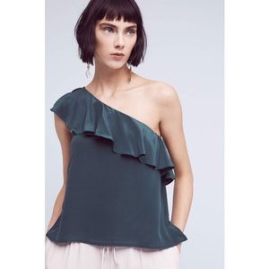 Anthropologie One Shoulder Ruffle Blouse