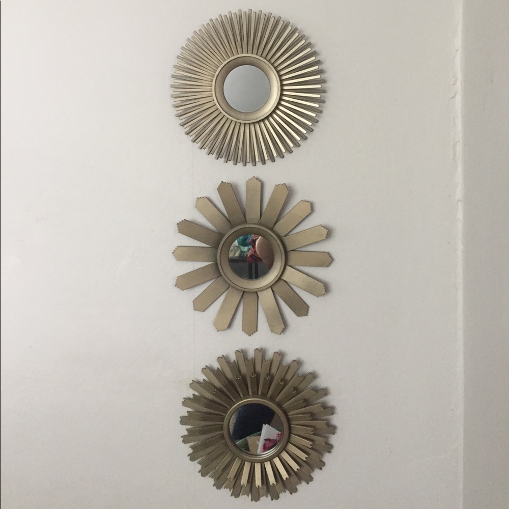 3 mini gold mirrors