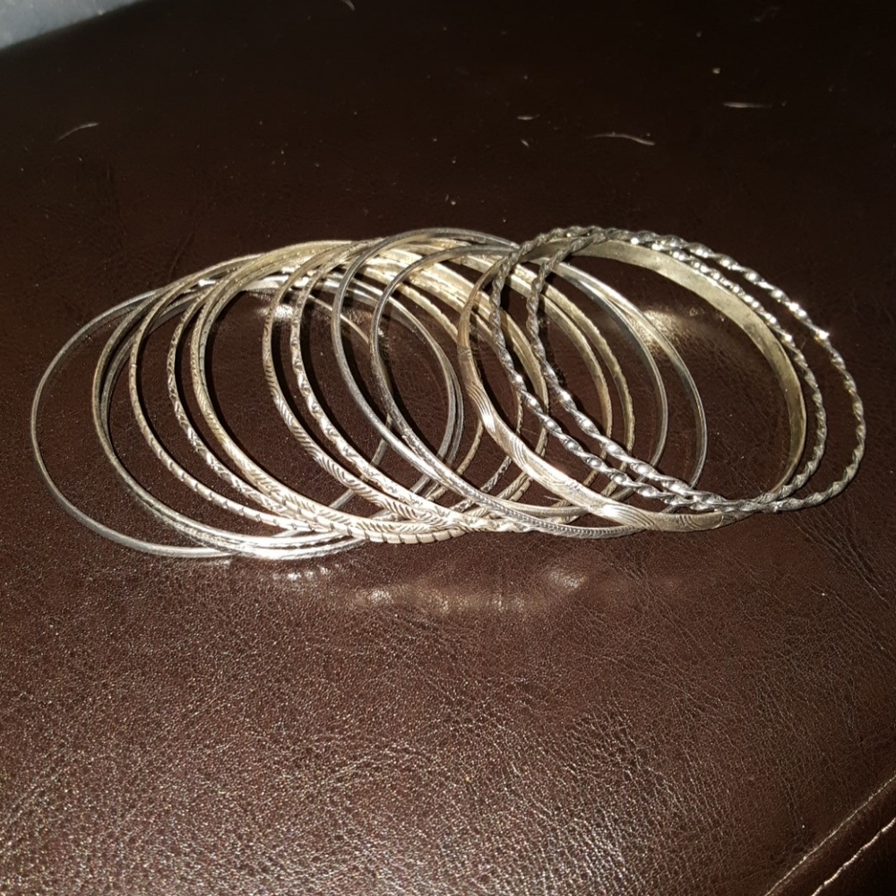 Silver bangle bracelets
