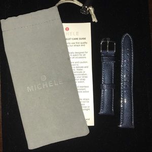 Michele Deco 16mm Navy leather watch band