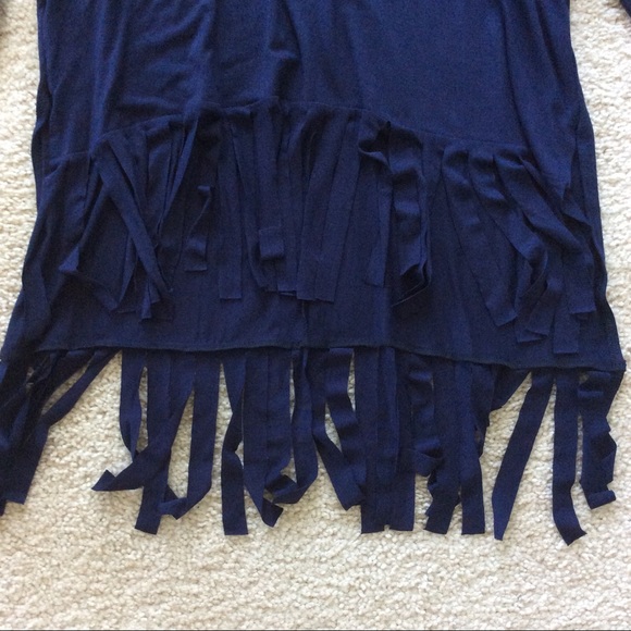 ❤️1 Small Left❤️Navy Blue Fringe Top - Picture 7 of 7