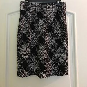 Windowpane boucle pencil skirt.