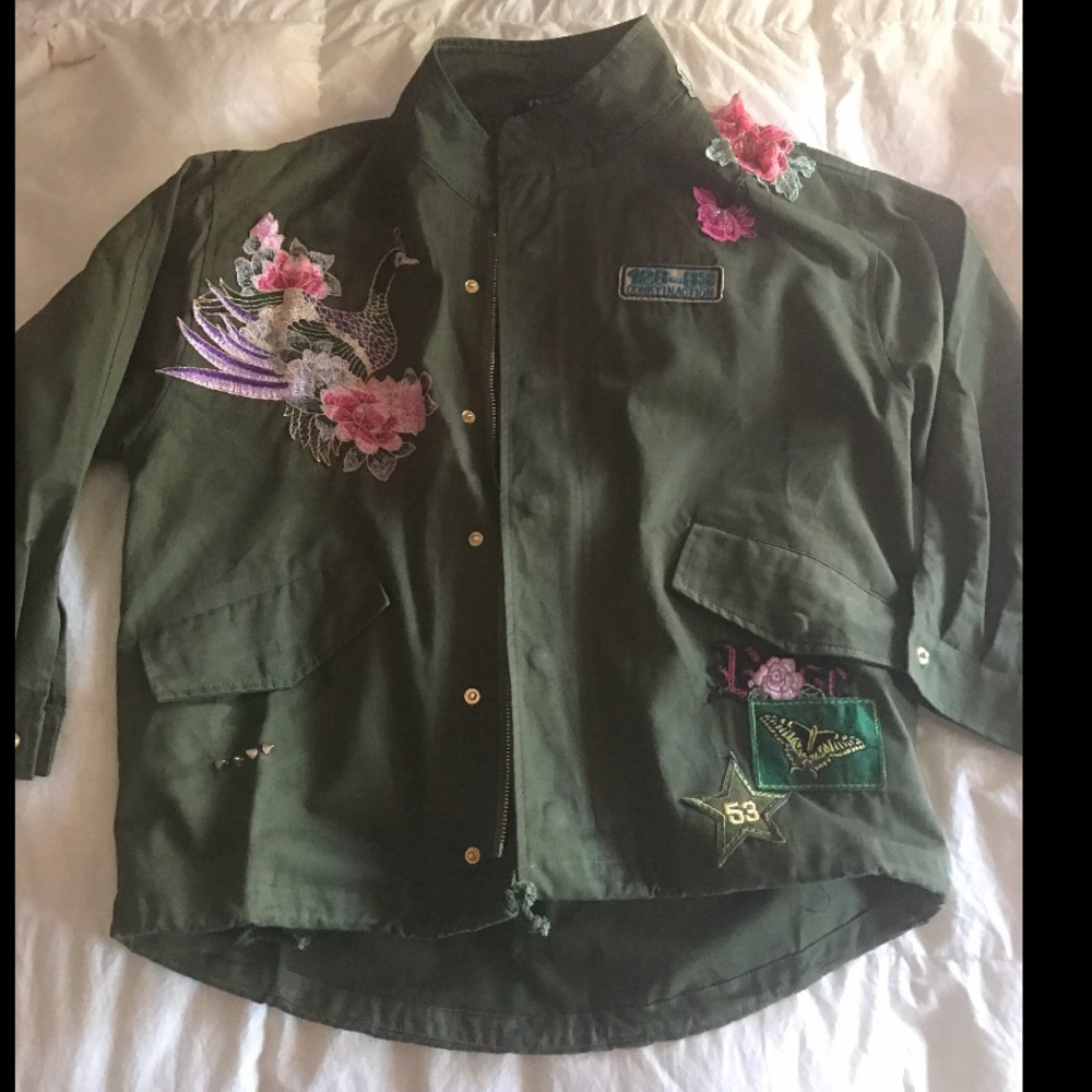 Floral Army Jacket Brand New S Embroidered