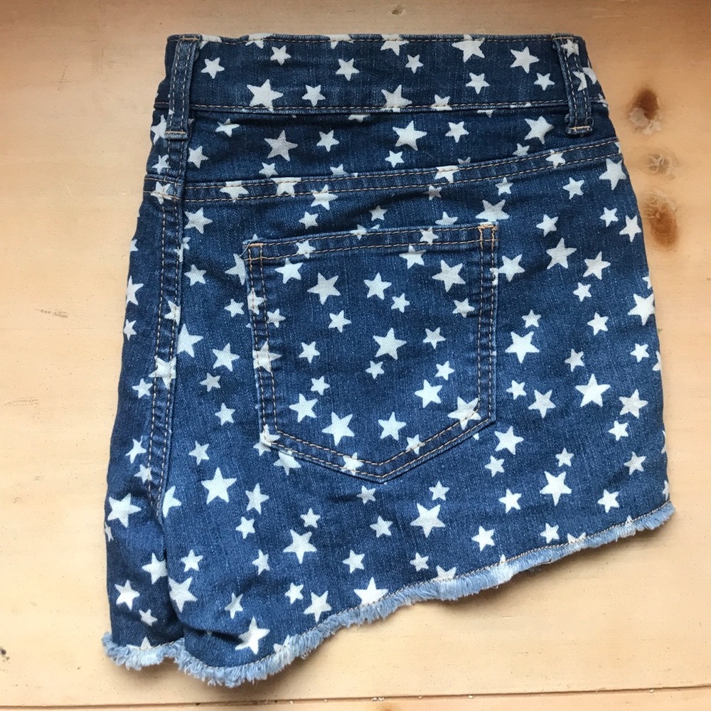 Star Print Denim Shorts