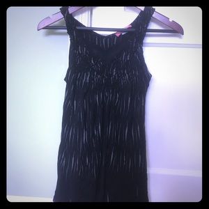 Black ruffle tank top with grey accents