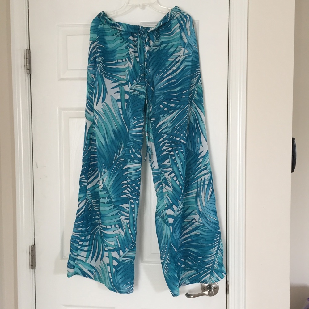 Tropical Print Sheer Pants