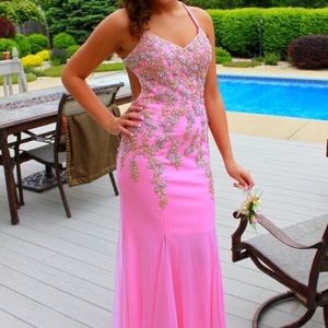 Pink sequin prom dress