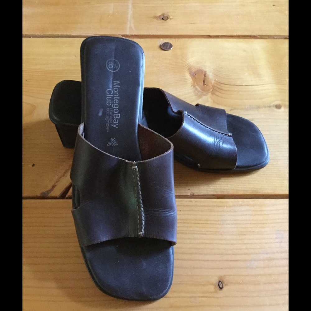 Brown mule sandals