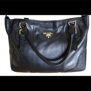 PRADA Vitello Daino Black Satchel