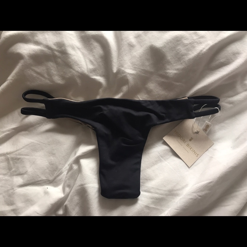 Midori Black Thong Bikini Bottom