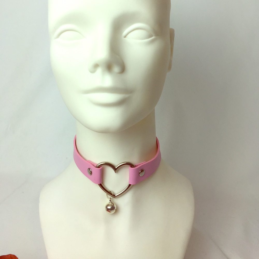 Pink Leather Handmade Collar 💖