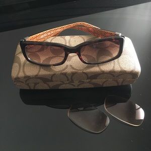 Coach sunglasses with set of magnifying lenses