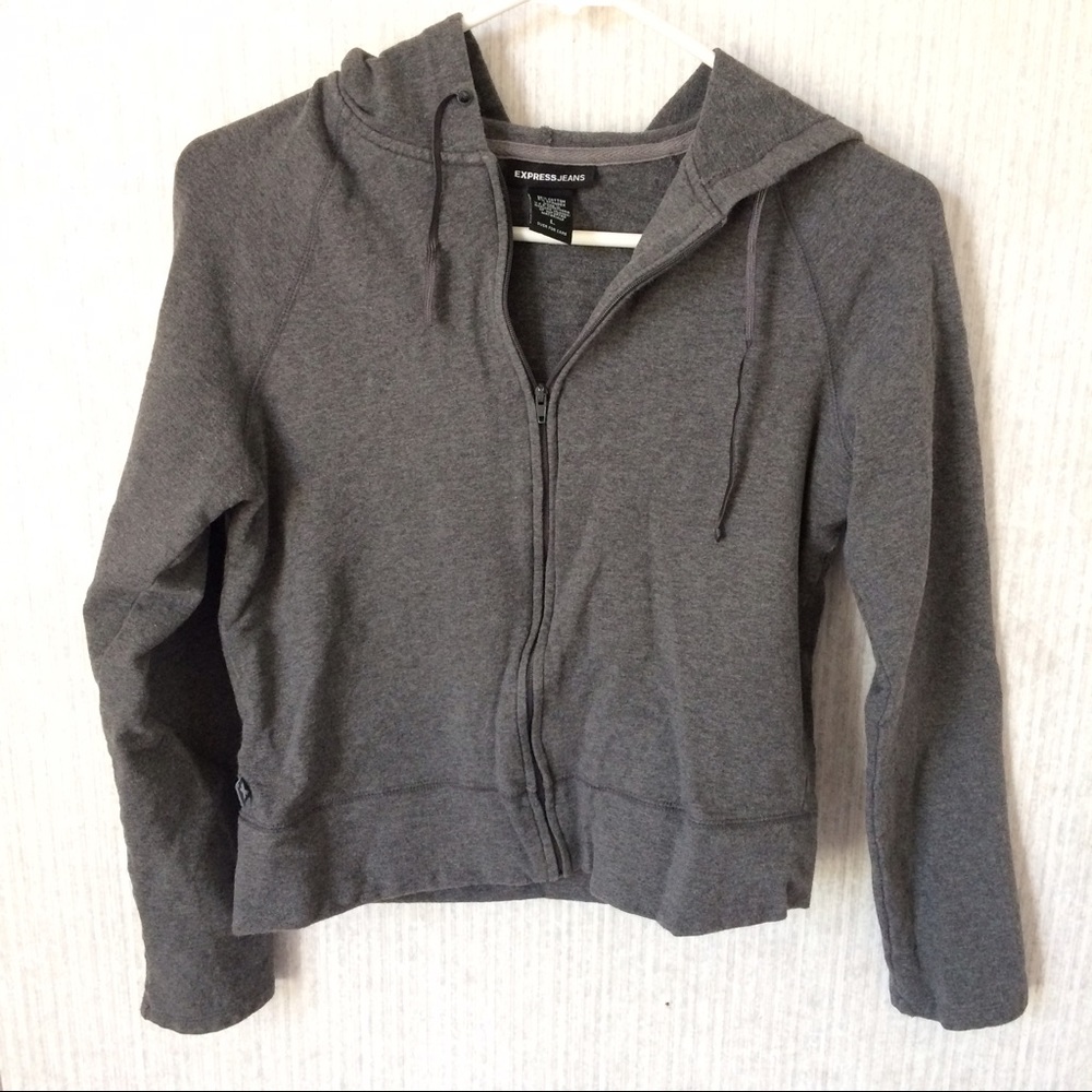Express gray hooded zipper jacket