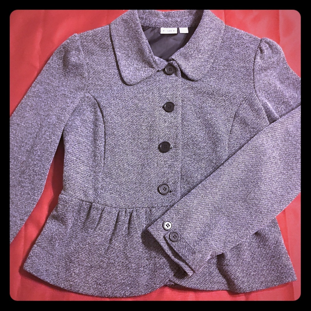 Adorable peplum grey jacket! Excellent condition!