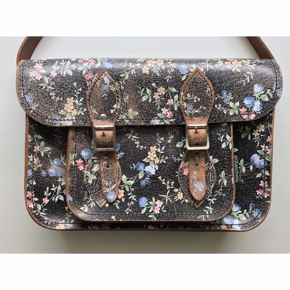 Zatchels Cracked Floral Leather Satchel