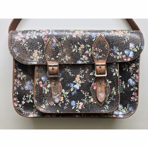 Zatchels Cracked Floral Leather Satchel - Picture 1 of 6