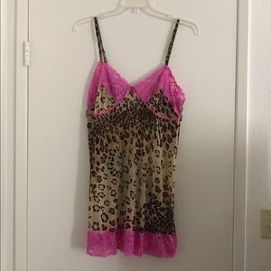 Plus Size Animal Print Mesh Chemise