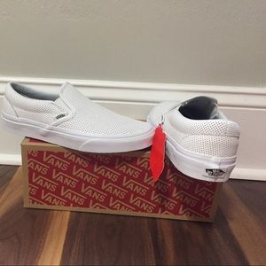 White leather perforated Vans