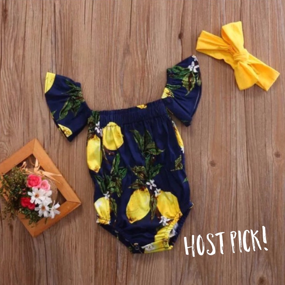 HP! 🍋Navy/Yellow Infant Romper