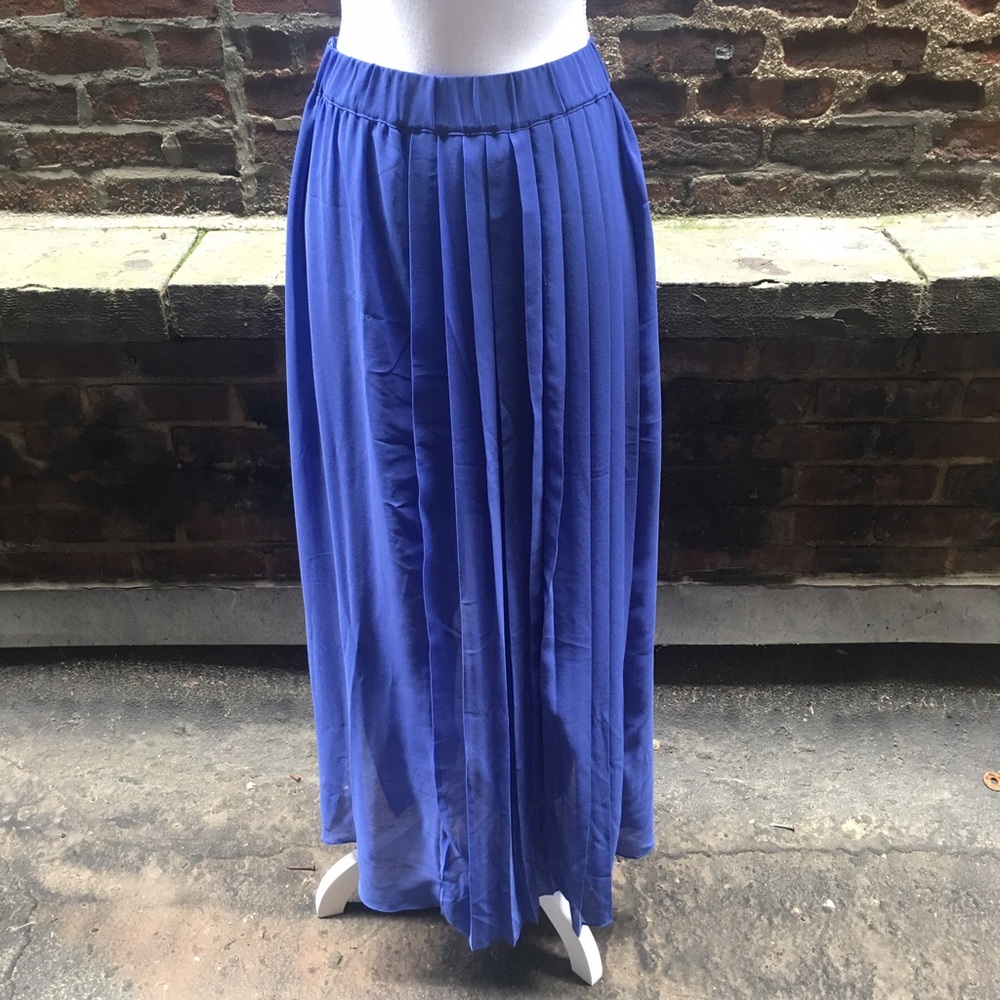 Chiffon long pleat skirt with underlay