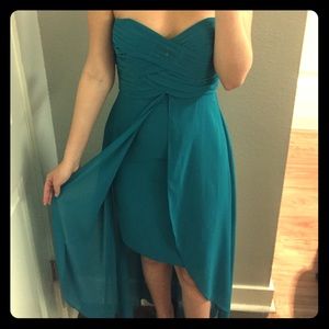 David's Bridal Aquamarine Bridesmaid's Dress