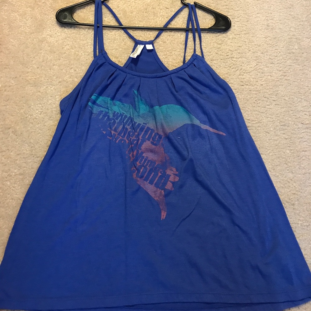 Blue strappy tank