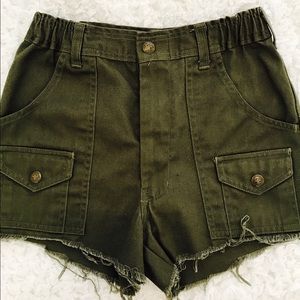 High waisted army green shorts