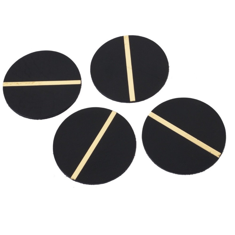 SOLD - Clare V black leather coasters - Picture 1 of 6