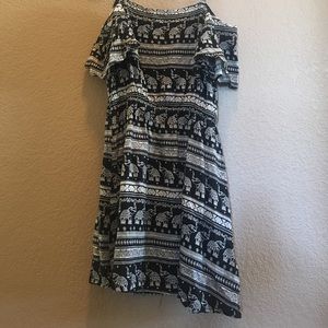 H&M Elephant Print Black and White Pattern Dress
