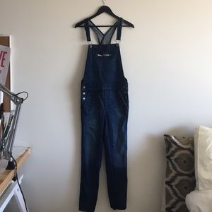 American Eagle - blue denim overalls - small