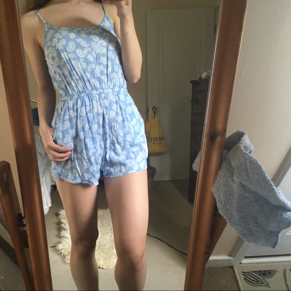 baby blue patterned summer romper