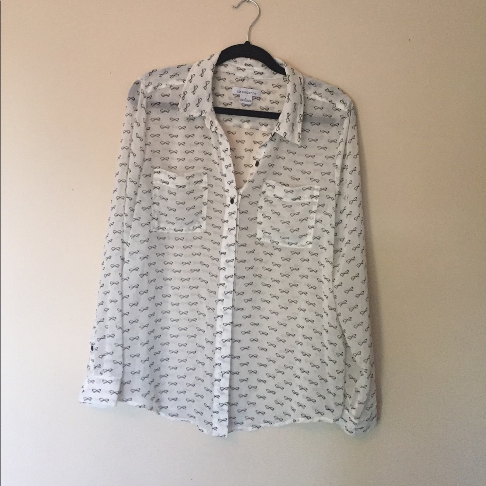 Button Up Shirt with Bow Tie Pattern