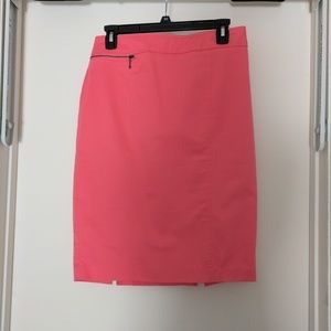 Coral Knee Length Pencil Skirt