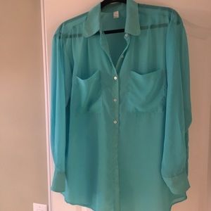 American Apparel Blue Chiffon Button Down
