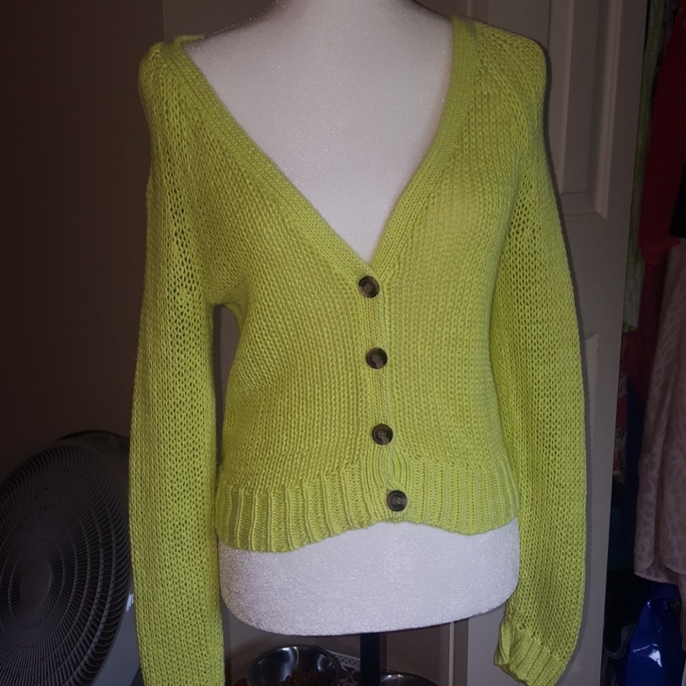 Neon yellow sweater cardigan
