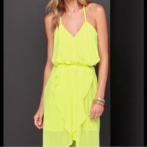 Lulus Draped neon dress