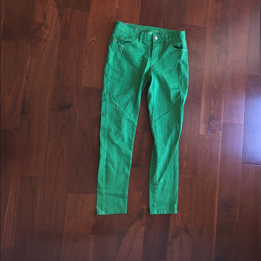 Green skinny jeans