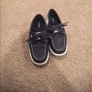 Women's Black, White, and Gray Sperrys