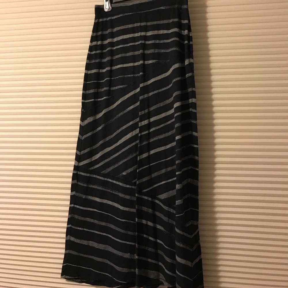 Black and gray striped maxi skirt