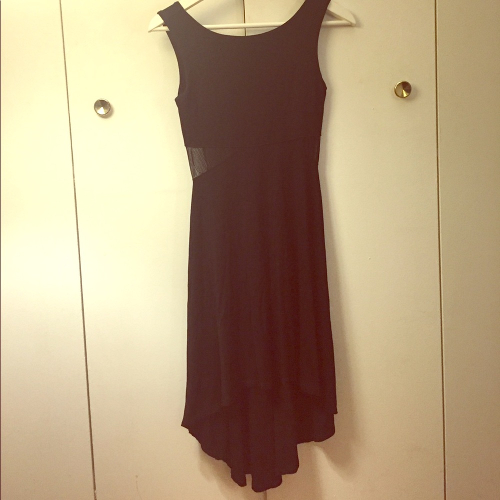 Black Cut-out Lace High-Low Dress