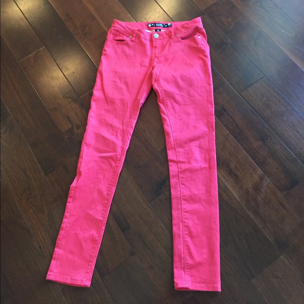 Hot lava pink skinny jeans