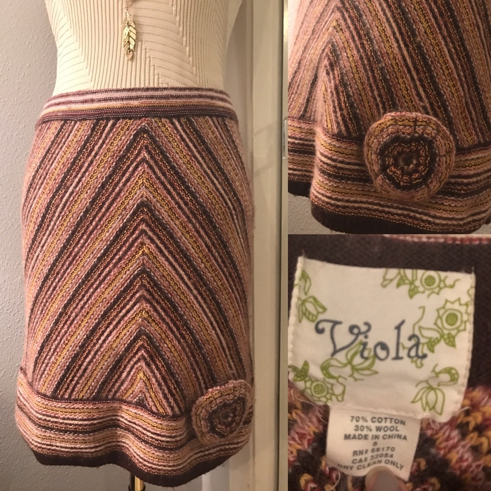 Anthropologie wool floral decals skirt small