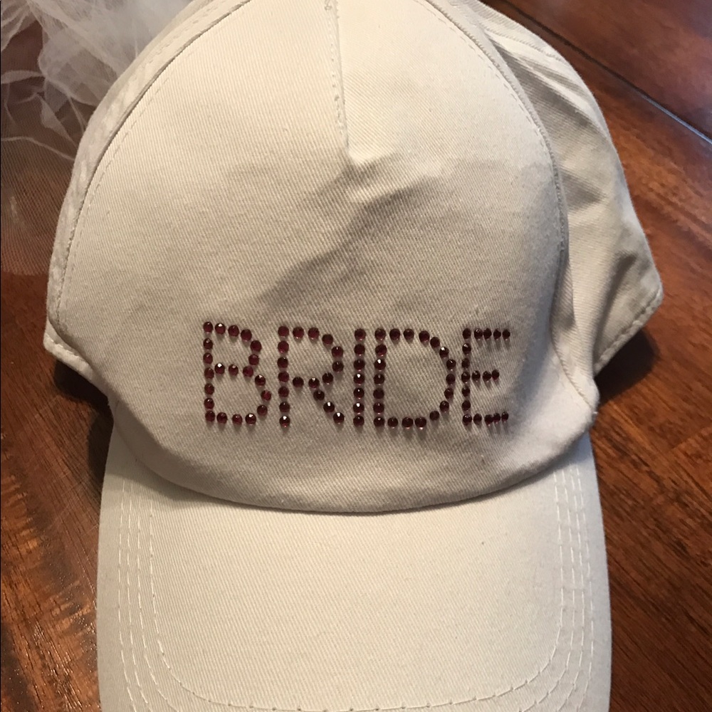 "BRIDE" ball cap with veil