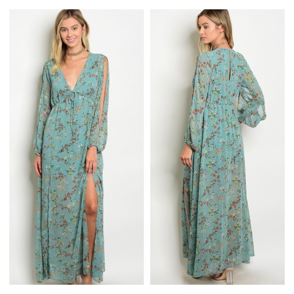 Floral Open shoulder floral maxi dress - Picture 6 of 8