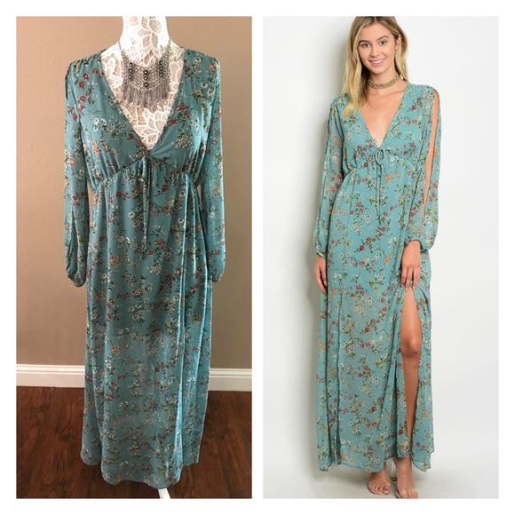 Floral Open shoulder floral maxi dress - Picture 4 of 8