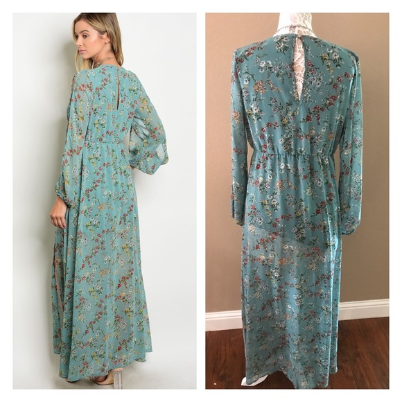 Floral Open shoulder floral maxi dress - Picture 5 of 8